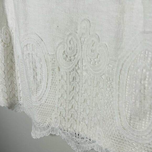 NWT ADRIANNA PAPELL White Crepe Sleeveless Crochet Lace Trim Tank Top Size Small - Picture 7 of 9